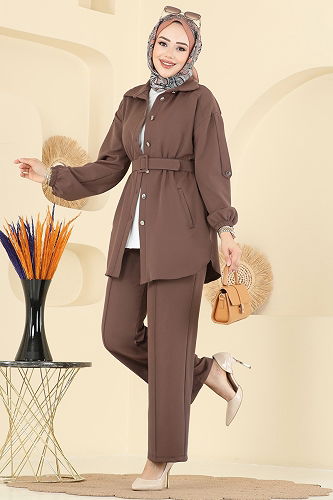 moda selvim طقم بيج غامق 2757SL432 - Thumbnail