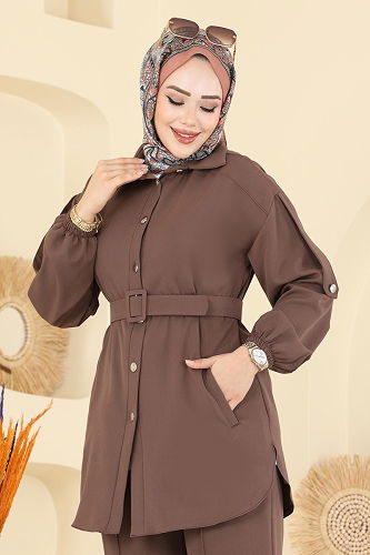 moda selvim طقم بيج غامق 2757SL432 - Thumbnail