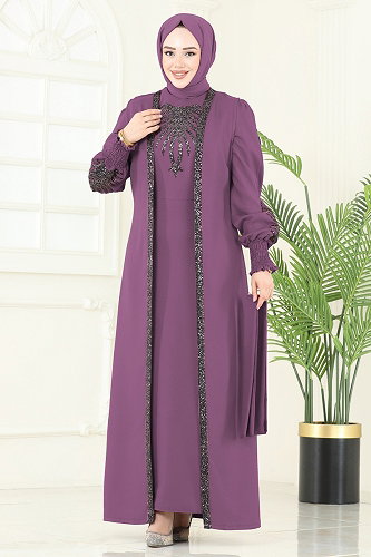 moda selvim طقم ليلكي غامق 2758ASMK1074 - Thumbnail