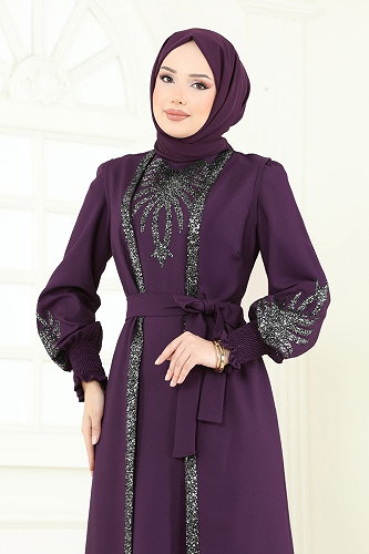 moda selvim طقم أرجواني 2758ASMK1074 - Thumbnail