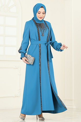 moda selvim طقم تركواز 2758ASMK1074 - Thumbnail