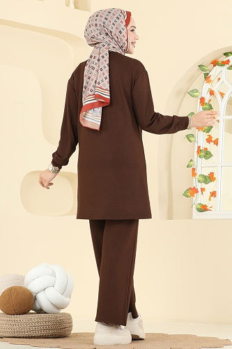 moda selvim طقم بني 2758AYD574 - Thumbnail