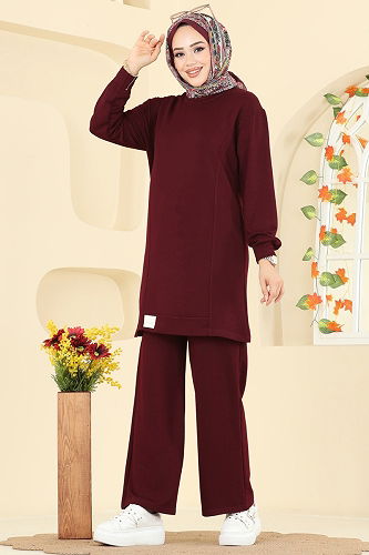 moda selvim طقم خمري 2758AYD574 - Thumbnail