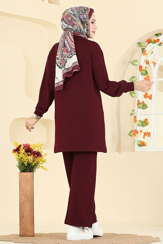 moda selvim طقم خمري 2758AYD574 - Thumbnail