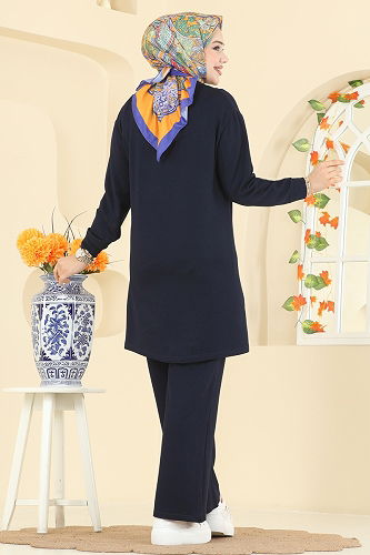 moda selvim طقم كحلي غامق 2758AYD574 - Thumbnail