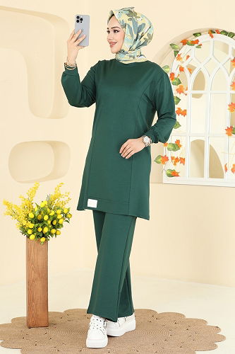 moda selvim طقم زيتي 2758AYD574 - Thumbnail