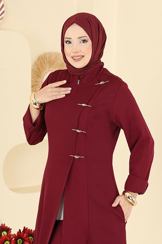 moda selvim طقم خمري 2758SL432 - Thumbnail