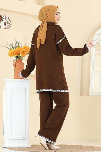 moda selvim طقم بني 2759AYD574 - Thumbnail