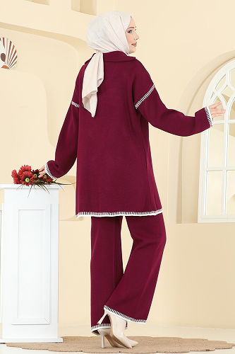 moda selvim طقم خمري 2759AYD574 - Thumbnail