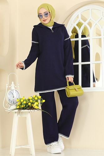 moda selvim طقم كحلي 2759AYD574 - Thumbnail