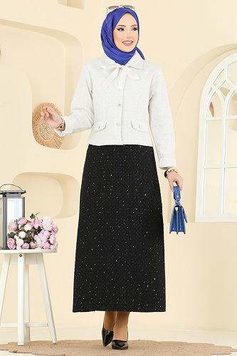 moda selvim طقم سكري واسود 2759SL432 - Thumbnail