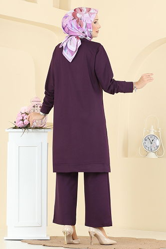 moda selvim طقم أرجواني 2762AYD574 - Thumbnail