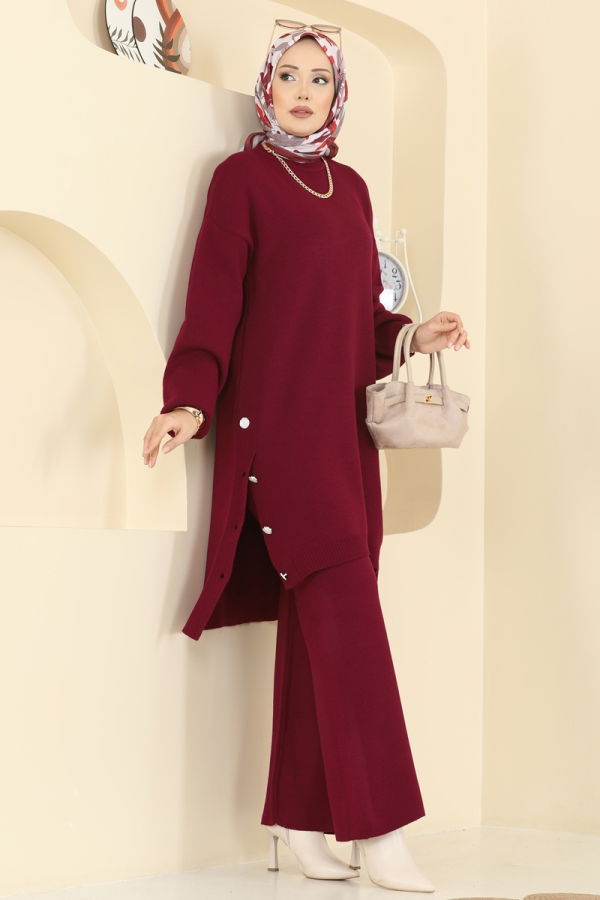 Modaselvim Hijab Combinations Combined 2763AYD574 Burgundy