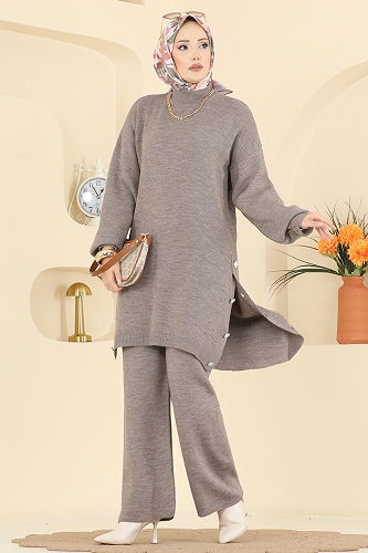 moda selvim طقم بيج غامق 2763AYD574 - Thumbnail