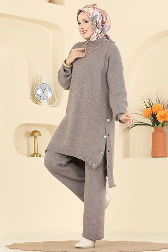 moda selvim طقم بيج غامق 2763AYD574 - Thumbnail