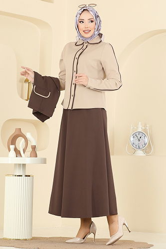 moda selvim طقم بني 2763SL432 - Thumbnail