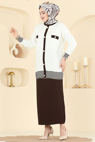 moda selvim طقم بني 2765AYD574 - Thumbnail