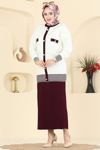 moda selvim Combined 2765AYD574 Burgundy - Thumbnail