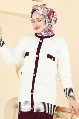 moda selvim طقم خمري 2765AYD574 - Thumbnail