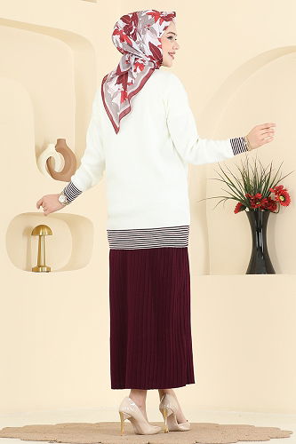 moda selvim طقم خمري 2765AYD574 - Thumbnail
