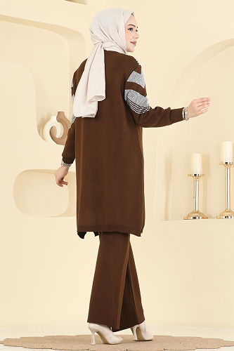 moda selvim طقم بني 2767AYD574 - Thumbnail