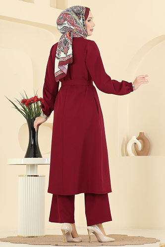 moda selvim طقم خمري 2767SL432 - Thumbnail