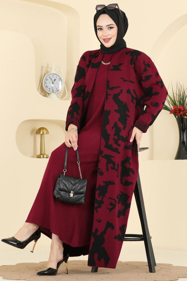 Modaselvim Hijab Combinations Combined 2768AYD574 Burgundy