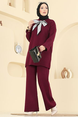 moda selvim طقم خمري 2771AYD574 - Thumbnail