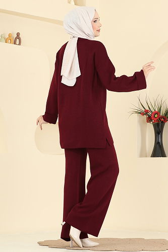 moda selvim طقم خمري 2771AYD574 - Thumbnail