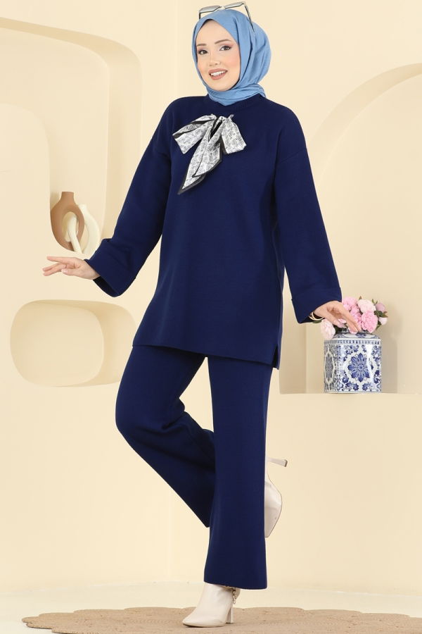 Modaselvim Hijab Combinations Combined 2771AYD574 Navy Blue
