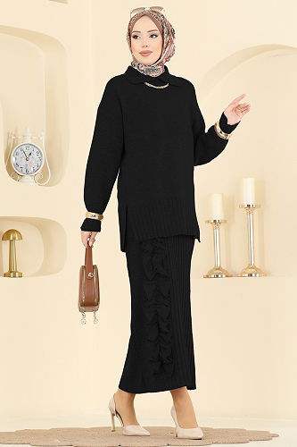 moda selvim طقم أسود 2773AYD574 - Thumbnail