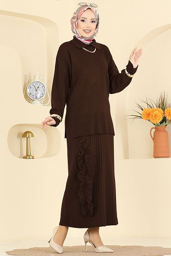 moda selvim طقم بني 2773AYD574 - Thumbnail