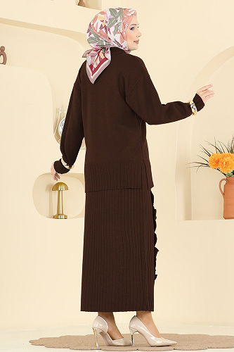 moda selvim طقم بني 2773AYD574 - Thumbnail