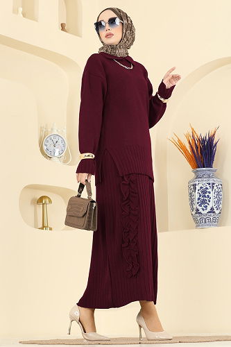 moda selvim طقم خمري 2773AYD574 - Thumbnail