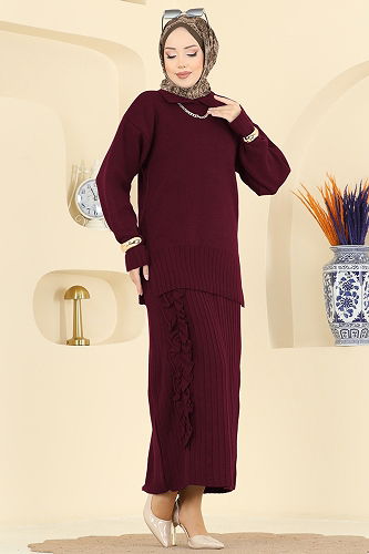 moda selvim طقم خمري 2773AYD574 - Thumbnail