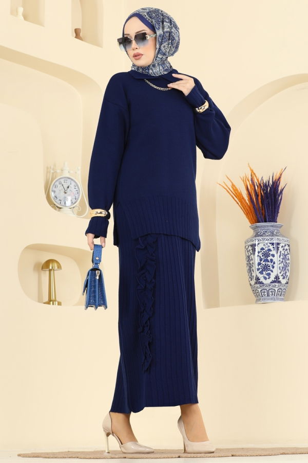 Modaselvim Hijab Combinations Combined 2773AYD574 Navy Blue