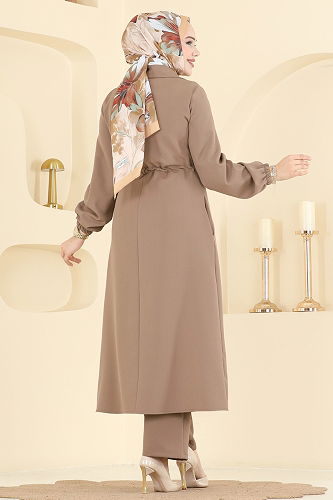 moda selvim طقم بيج غامق 2773SL432 - Thumbnail