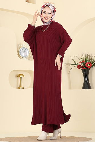 moda selvim طقم خمري 2774AYD574 - Thumbnail