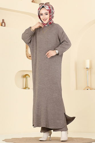 moda selvim طقم بيج غامق 2774AYD574 - Thumbnail