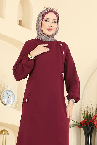 moda selvim طقم خمري 2774MH427 - Thumbnail