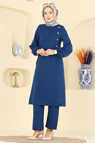 moda selvim طقم أزرق غامق 2774MH427 - Thumbnail