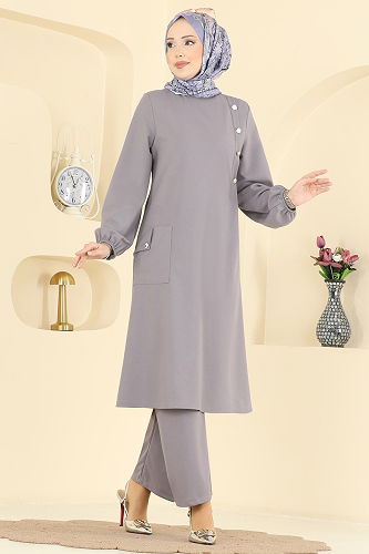 moda selvim طقم رمادي 2774MH427 - Thumbnail