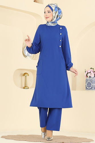 moda selvim طقم نيلي 2774MH427 - Thumbnail