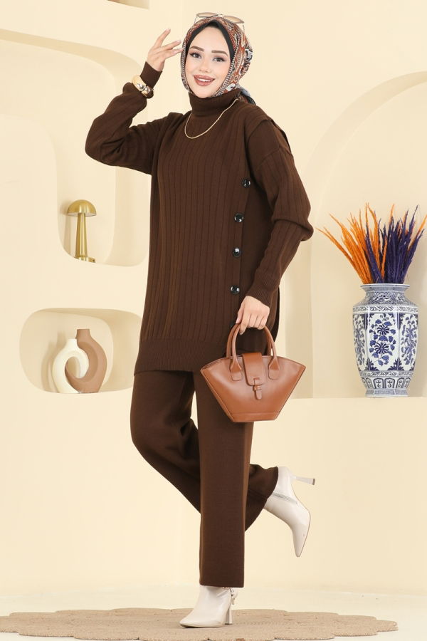 Modaselvim Hijab Combinations Combined 2775AYD574 Brown