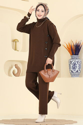 moda selvim طقم بني 2775AYD574 - Thumbnail