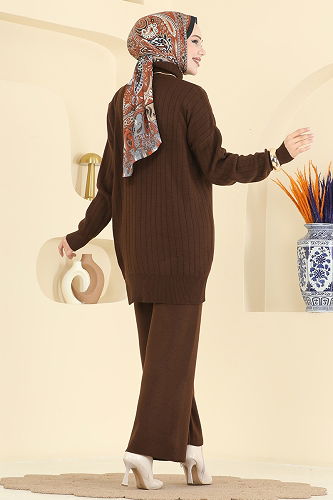 moda selvim طقم بني 2775AYD574 - Thumbnail