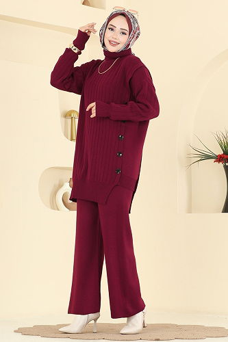 moda selvim طقم خمري 2775AYD574 - Thumbnail