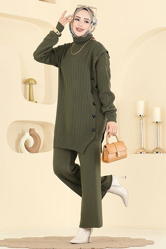 moda selvim طقم اخضر عفني 2775AYD574 - Thumbnail