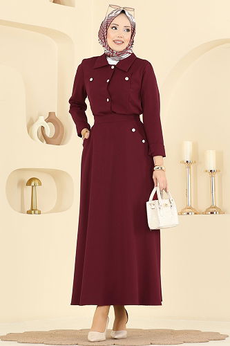 moda selvim طقم خمري 2776SL432 - Thumbnail