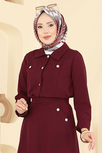 moda selvim طقم خمري 2776SL432 - Thumbnail